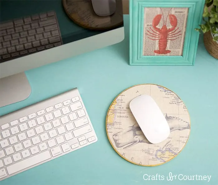 Make your own mouse pad with scrapbook paper and cork