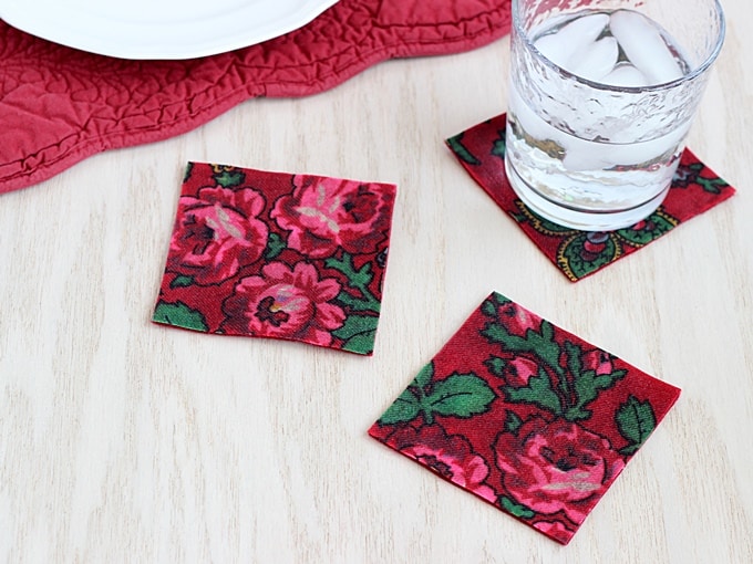 How to Make No-Sew Vintage Style Fabric Coasters