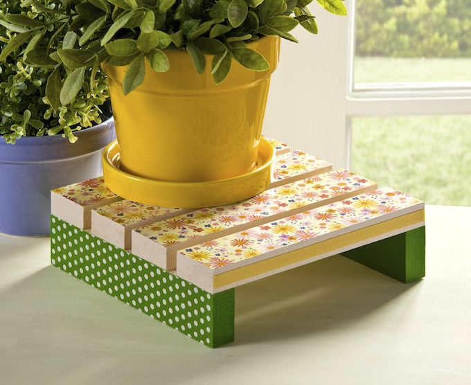 Decoupage a Wood Plant Stand for Spring