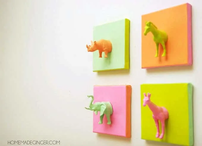 How to put mini animals on canvas to make wall art