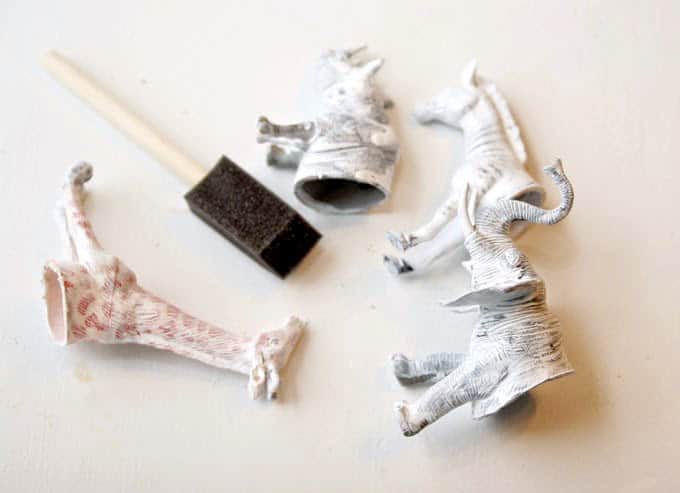 Priming mini animals with white paint