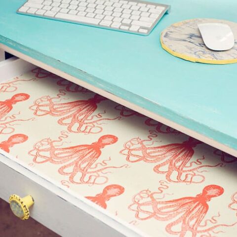 Use Mod Podge and your favorite fabric pattern to create these unique fabric lined drawers - I love the special surprise every time you open one!