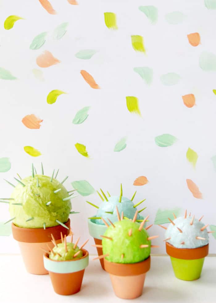 Succulents and cacti are all the rage right now, why not let the kids make some that require no maintenance? This one is a perfect summer craft for kids.