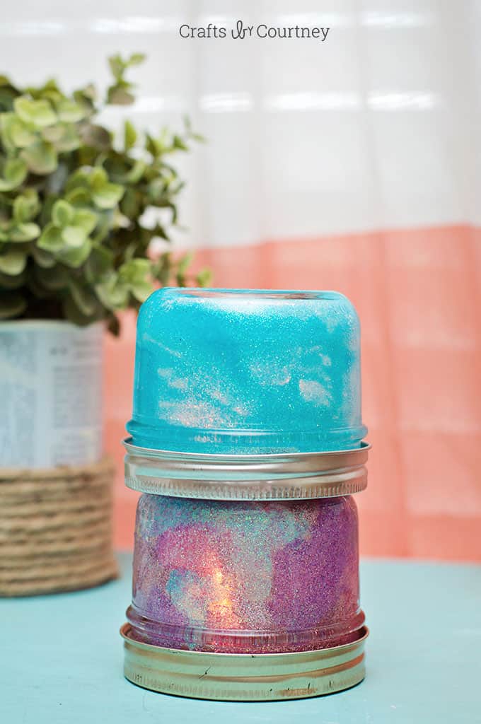 glitter mason jar night light