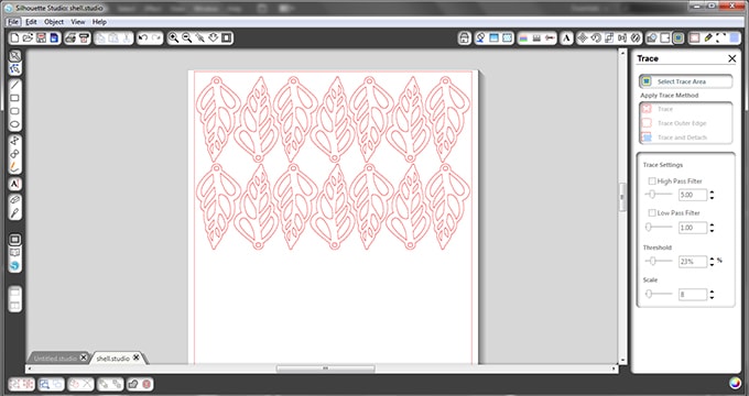 Seashell shapes layout in Silhouette Studio