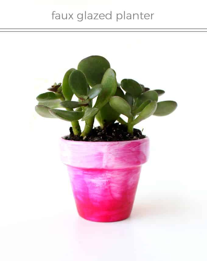 Use Mod Podge and acrylic paint to create a unique DIY planter with a faux glaze. It looks like beautiful, hand painted ceramic when done!