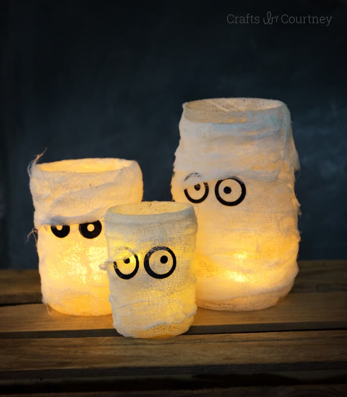 Small 3.5" H x 3" D Halloween Gauze Mummy LED Battery Candle Light Pillar 