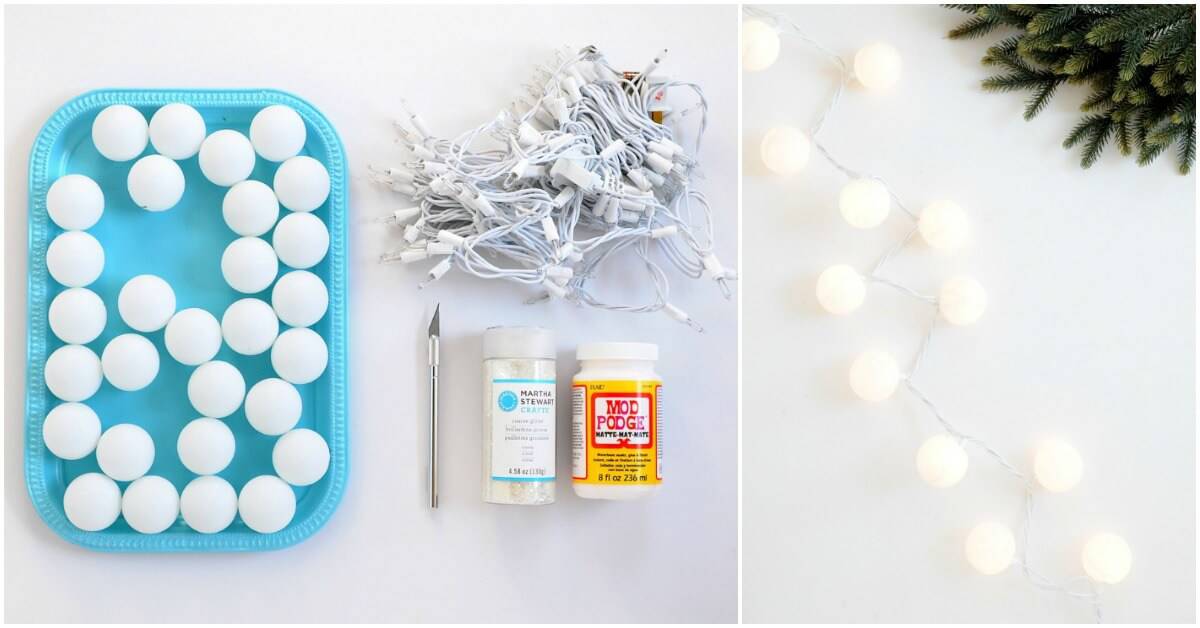 DIY Christmas Lights That Look like Snowballs Mod Podge Rocks