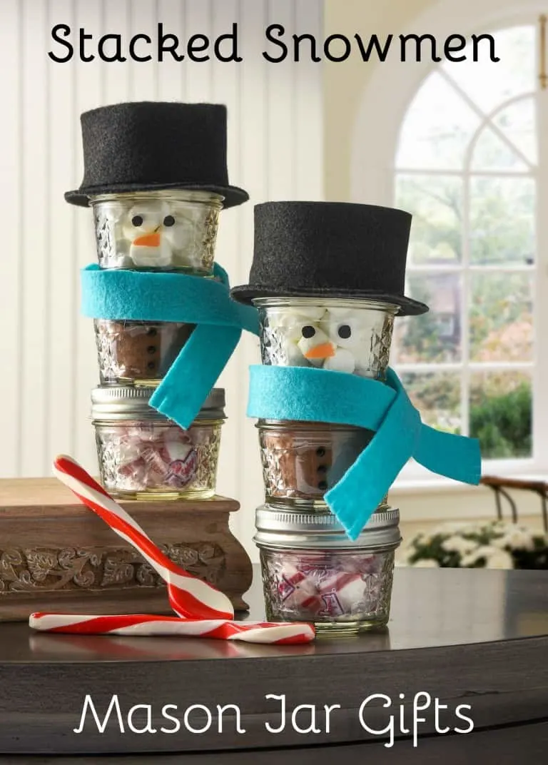 Stacked Snowman Hot Chocolate Jars