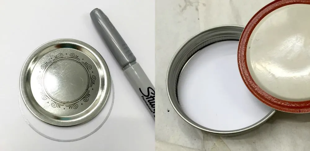Mason jar lid being traced on a piece of paper