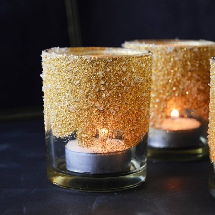 Glitter Icicle Candle Holders – shared in a roundup post on Candle Making