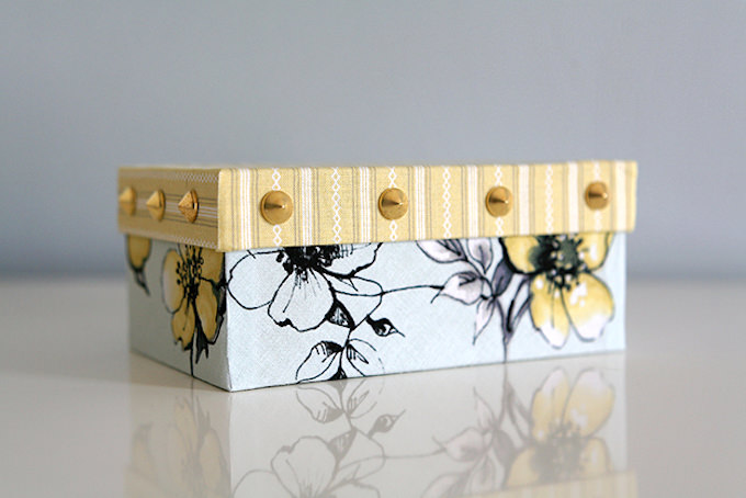 Mod Podge with fabric and gold studs