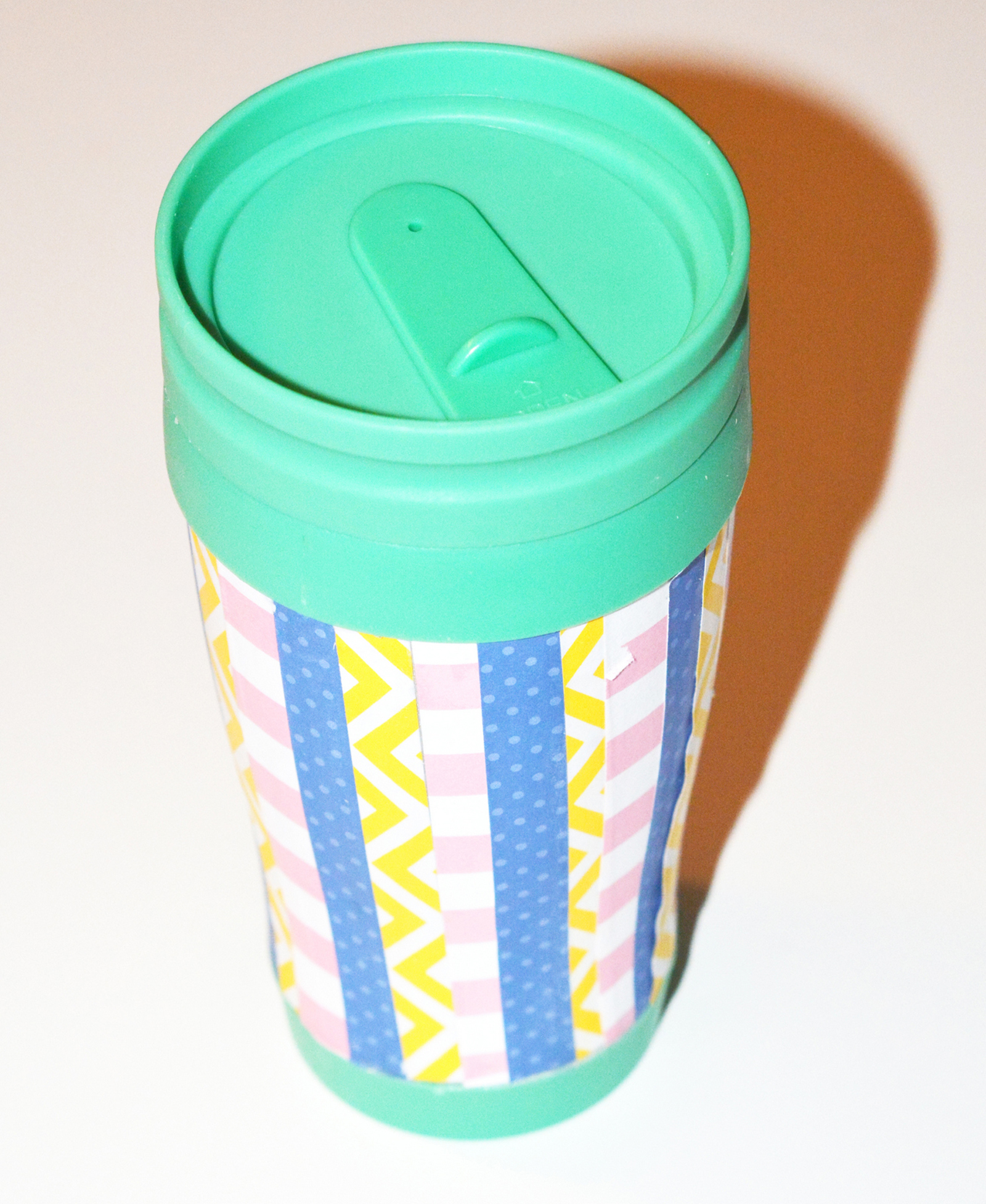 Scrappy striped DIY travel mug - Mod Podge Rocks