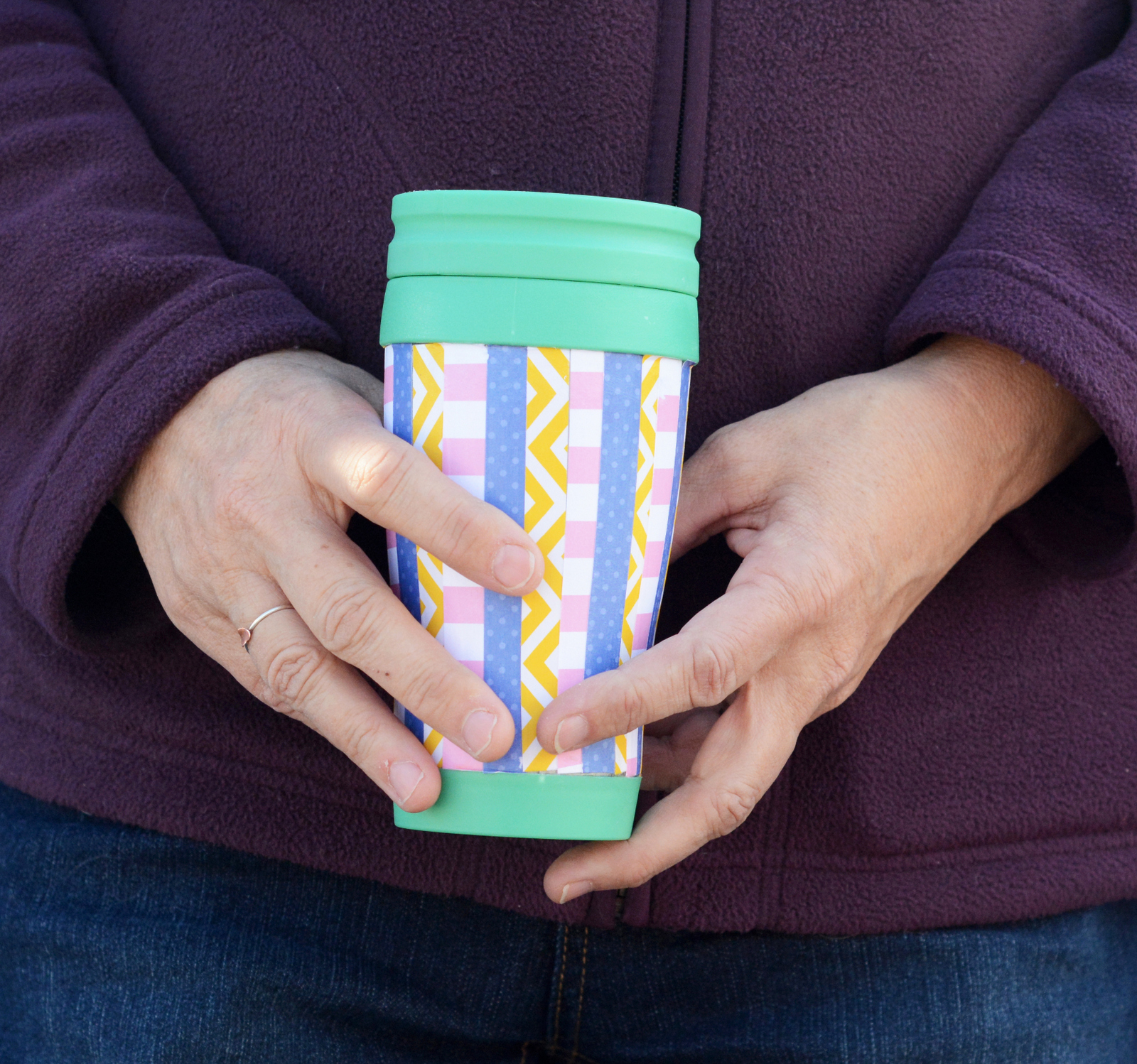 Scrappy striped DIY travel mug - Mod Podge Rocks