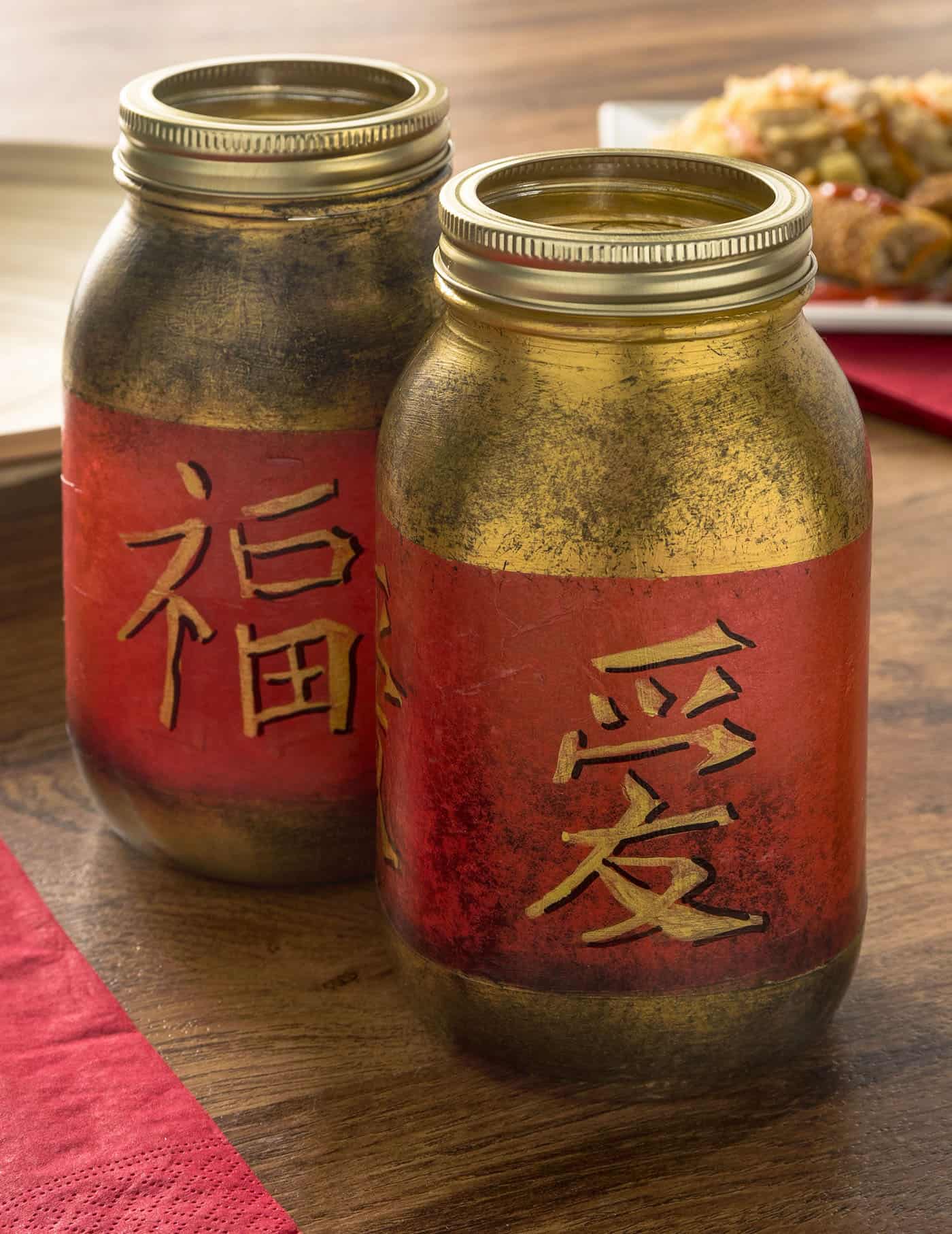Chinese New Year Lanterns Made with Mason Jars