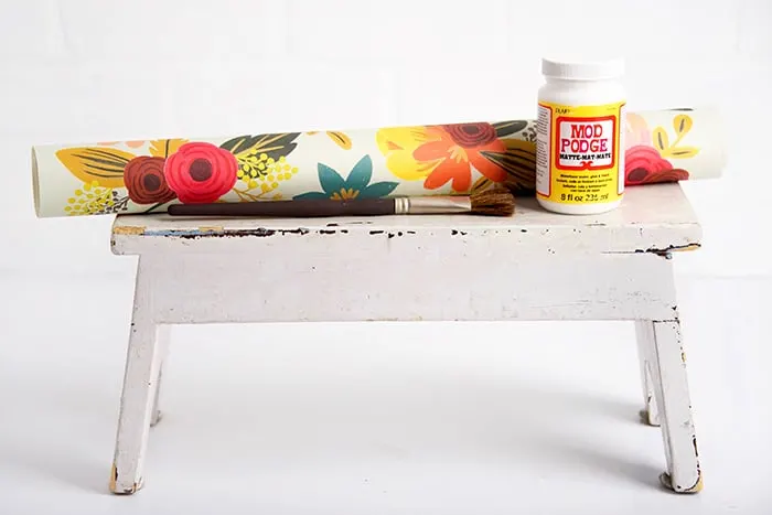 DIY wood stool makeover with Mod Podge supplies