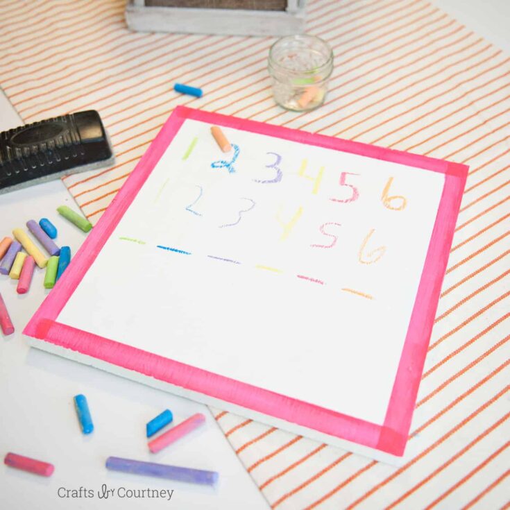 It's so easy to make a DIY chalkboard out of cut wood! You can have any color of paint underneath using a cool, clear chalkboard topcoat.