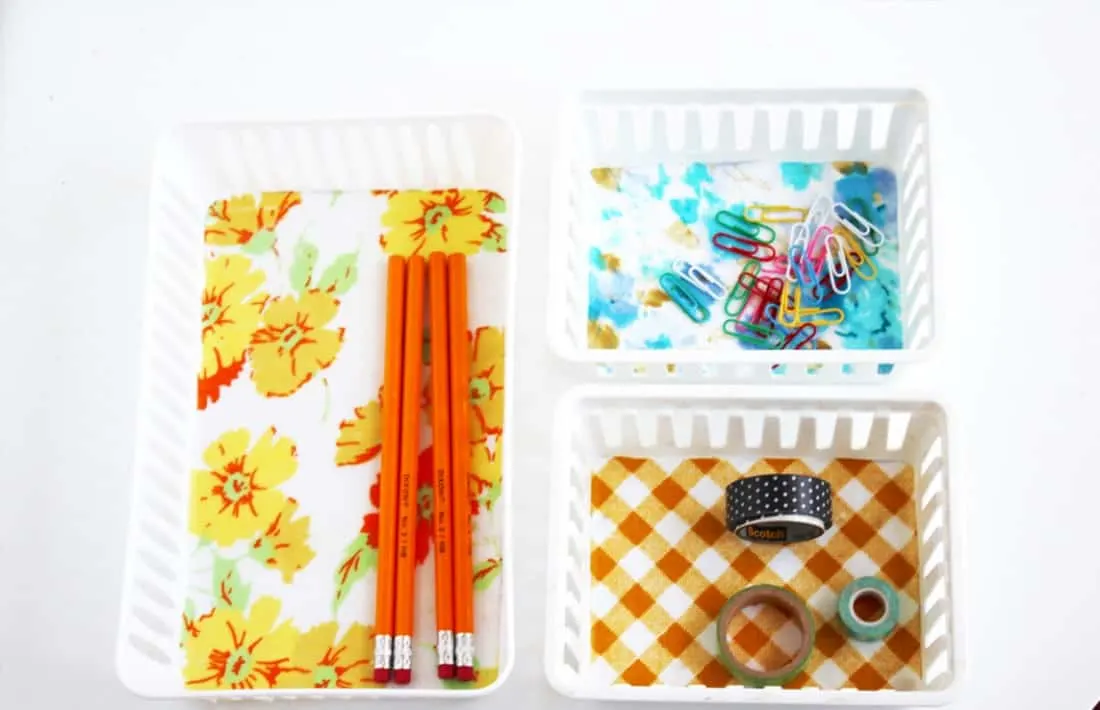 Make fabric covered organizer bins