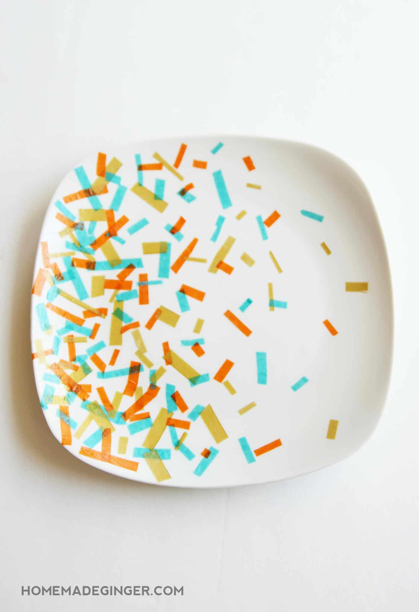 Decorative plate with confetti and Mod Podge