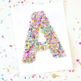 If you love confetti crafts, try this easy monogram letter art! This technique can be used with a variety of letter, numbers, and shapes.