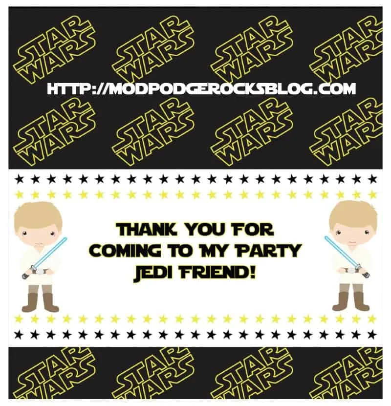 Get a FREE Star Wars birthday printable pack! This includes invitations, wrappers, banner, and more - twelve pages of fun. May the party be with you!