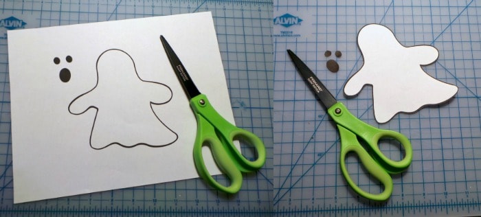 Cut out a ghost template with scissors
