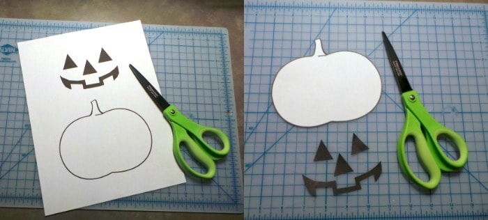 Cut out a pumpkin template with scissors