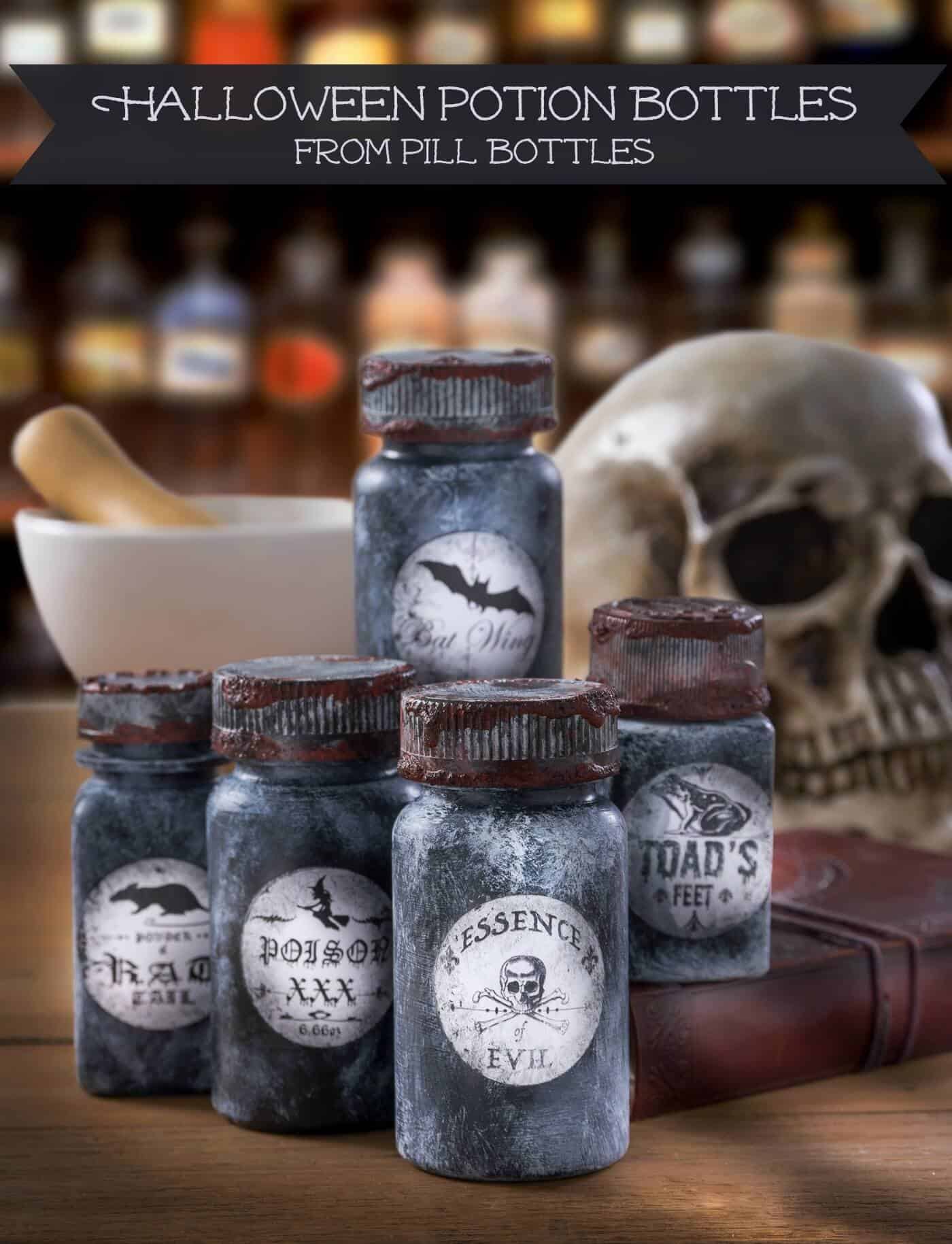 Halloween Potion Bottles from Pill Containers