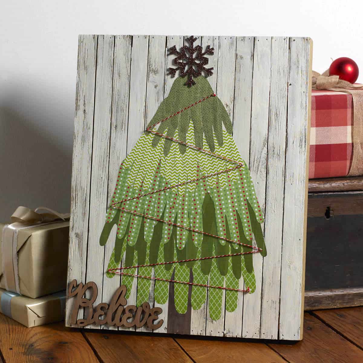 Believe Tree Christmas Handprint Art