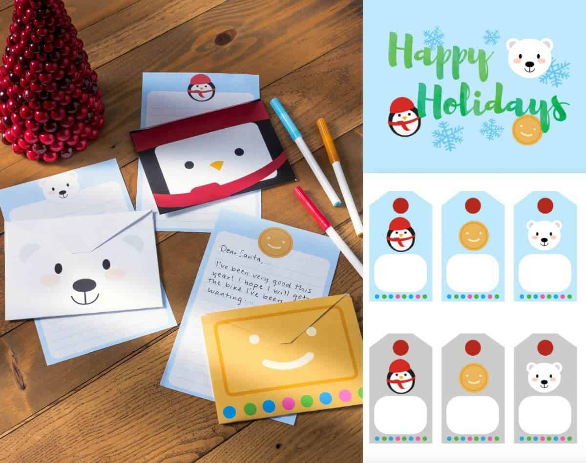 Do you love free Christmas printables? Grab this darling holiday stationery set with paper and envelopes! Get gift tags and a printable decor sheet too.