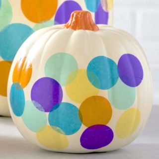 If you are looking for simple no carve pumpkin ideas, try this confetti option with Mod Podge. So easy even a kid could do it!