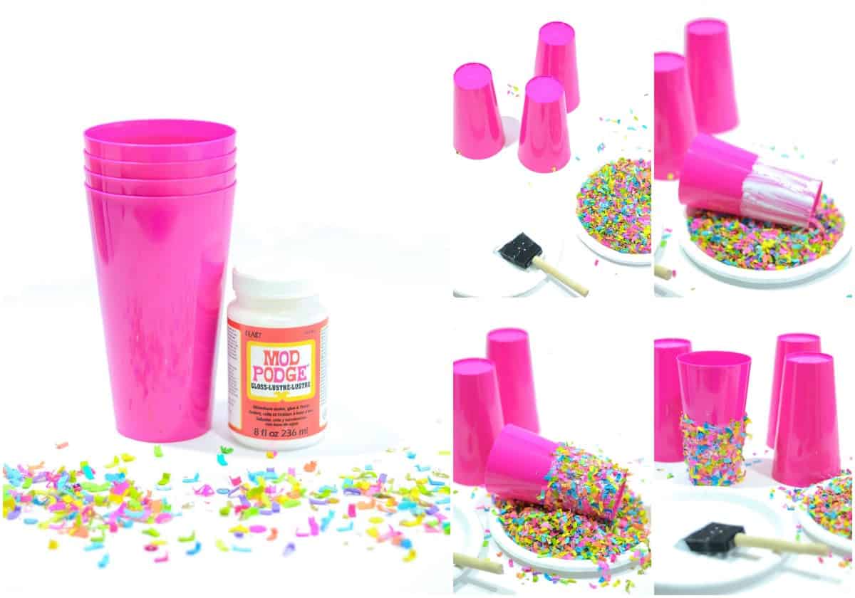 Confetti dipped DIY party cups - Mod Podge Rocks