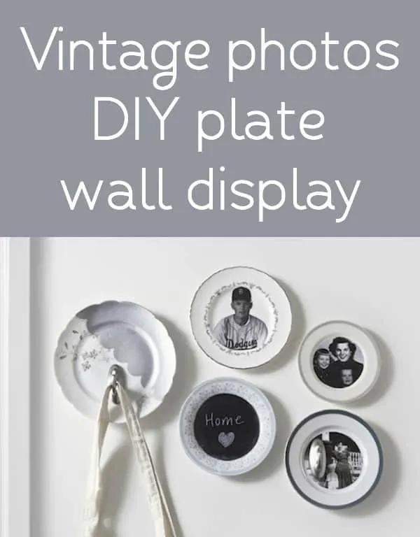 Learn how to create a DIY plate wall display on a budget! In this project I used vintage photos for the perfect Mother's Day gift.