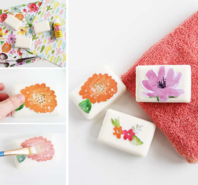 How to make decorative soaps with Mod Podge and paper