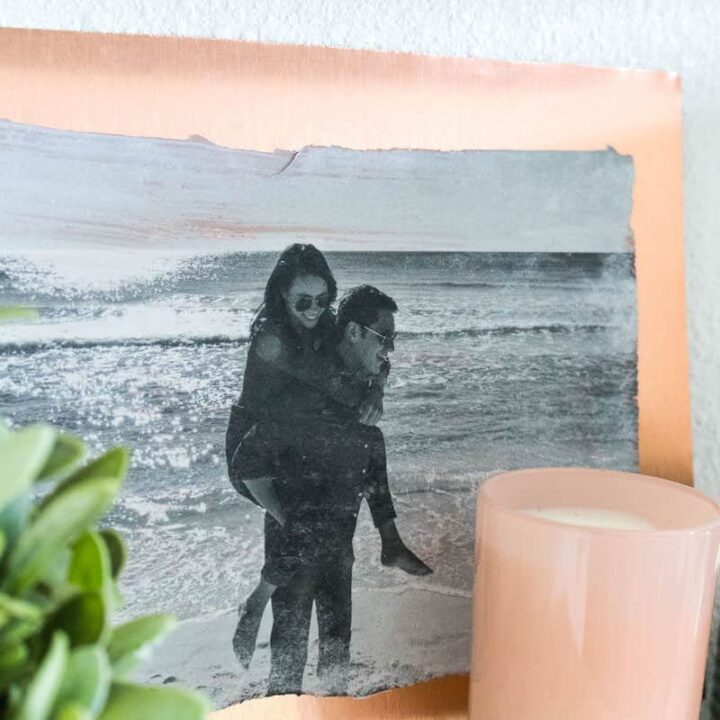 Embrace the copper trend with this metal photo transfer art! You'll use Mod Podge Transfer Medium - it's very easy to do and makes unique decor.