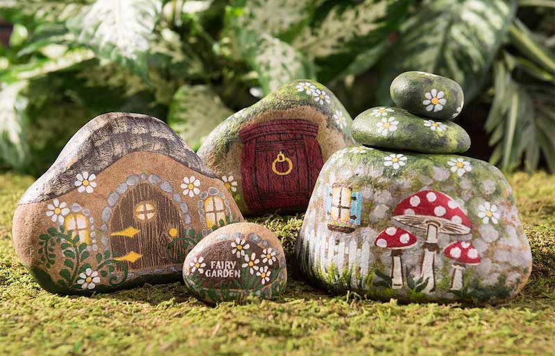 River Rock Fairy Garden Houses