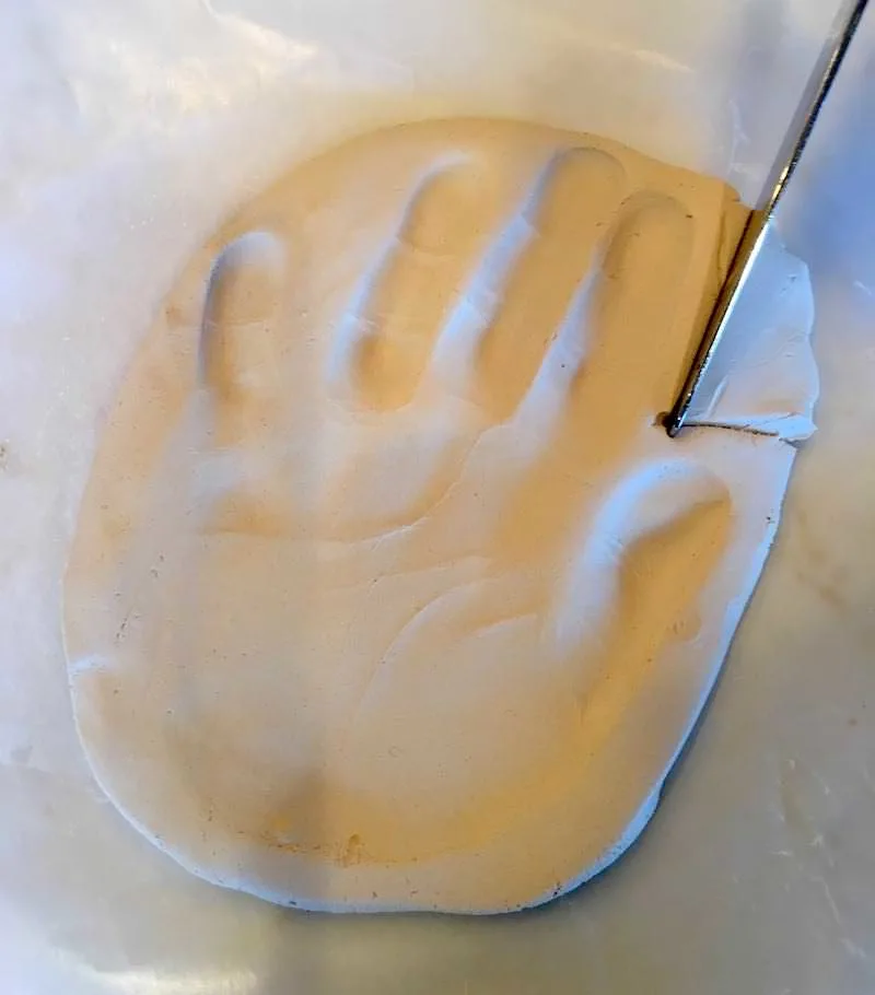 Handprint imprint in air dry clay