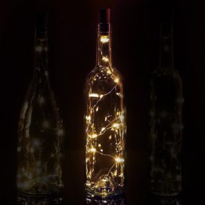Fairy string light stopper for a wine bottle
