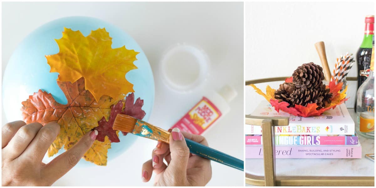 Easy DIY Leaf Bowl Made with Stiffy Mod Podge Rocks