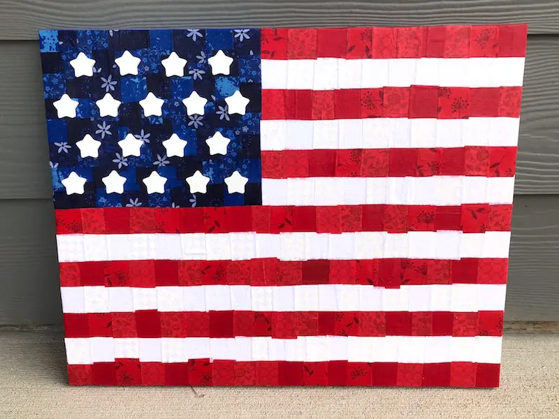 American Flag Canvas with Fabric and Mod Podge