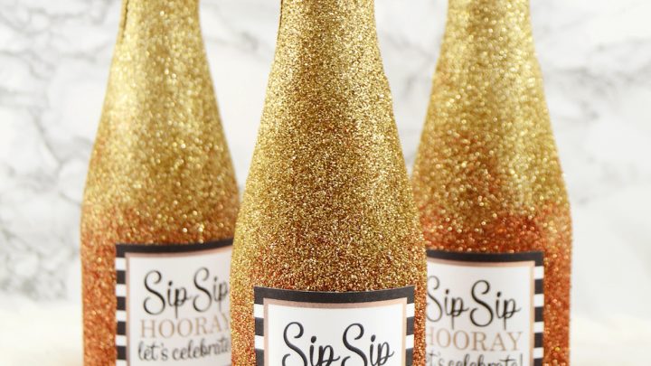 How to Glitter Wine and Champagne Bottles with Mod Podge 