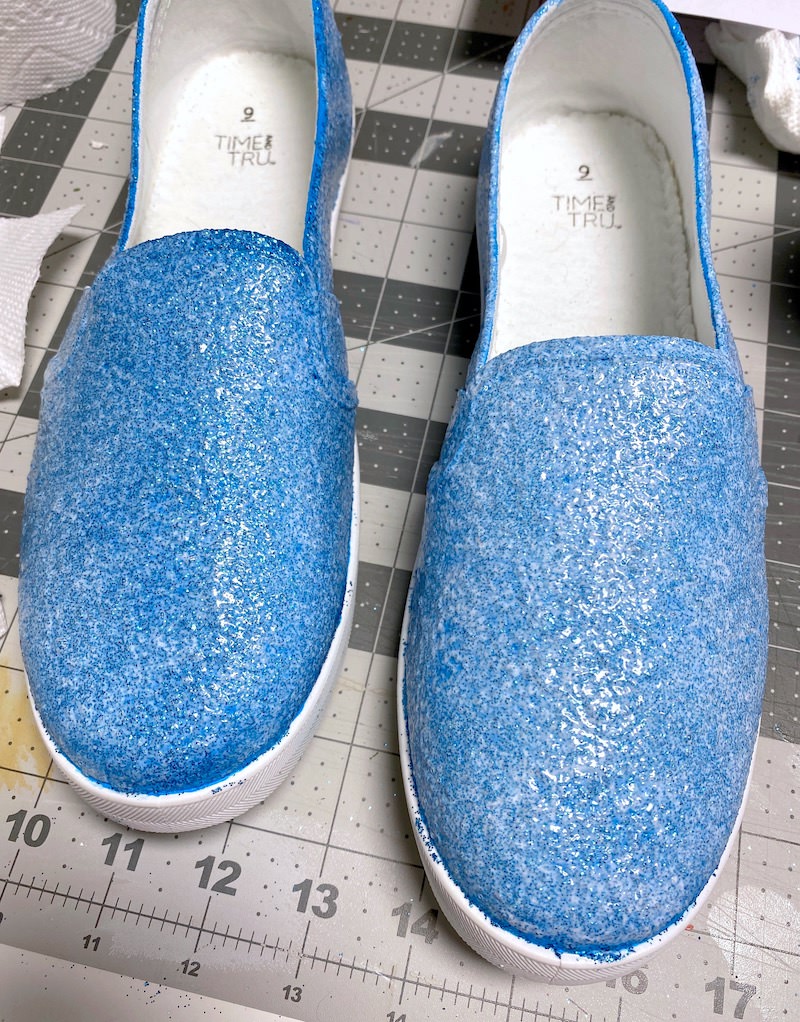 Canvas shoes with Mod Podge and glitter mixed on top
