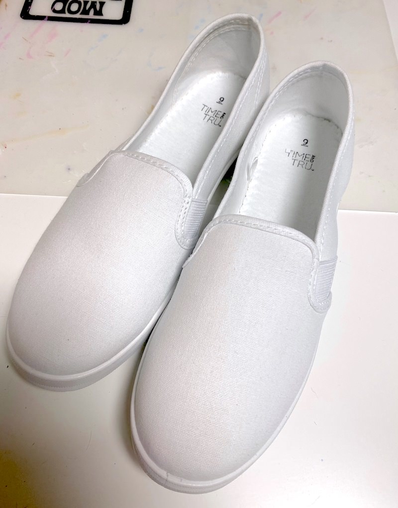Plain white canvas shoes