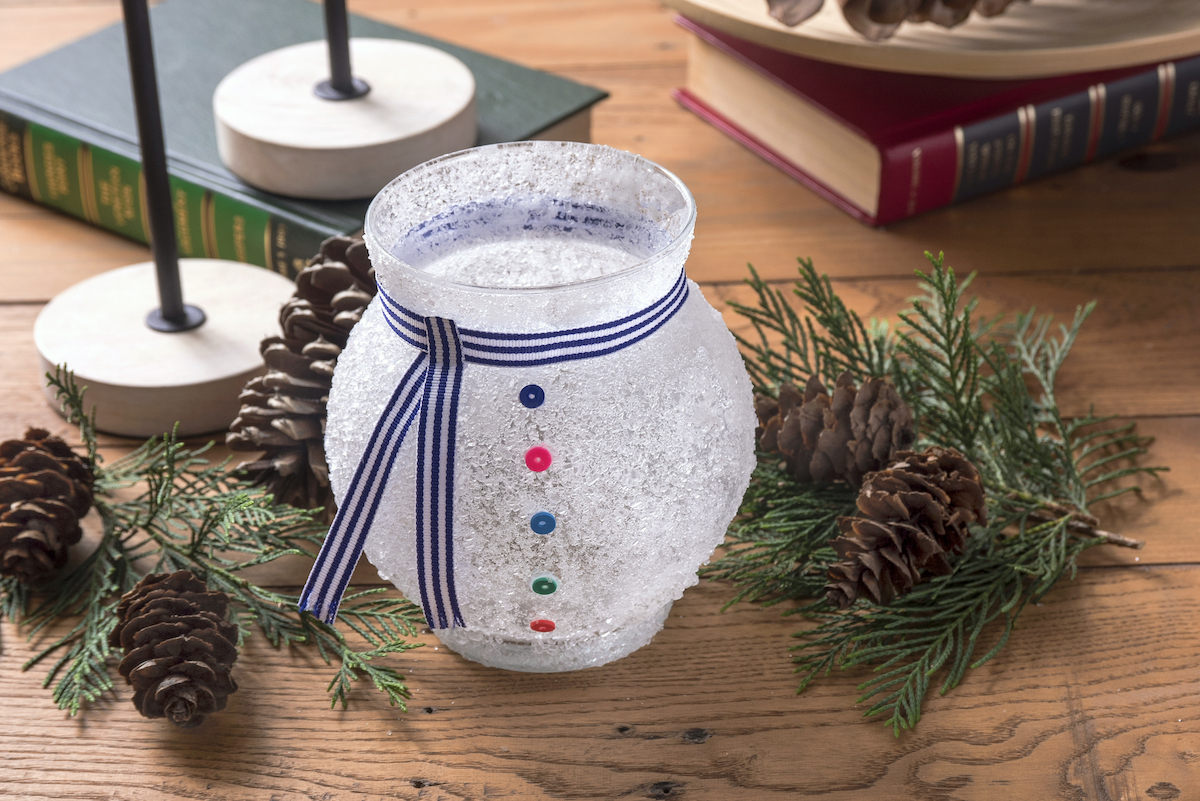 DIY snowman candle holder