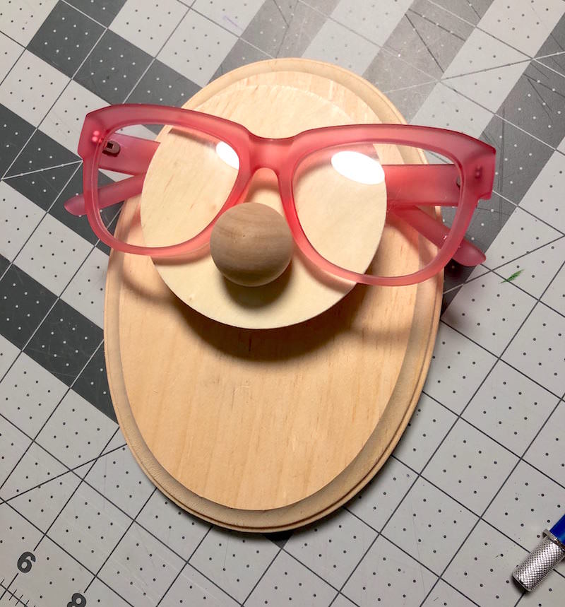 DIY eyeglass holder test fit