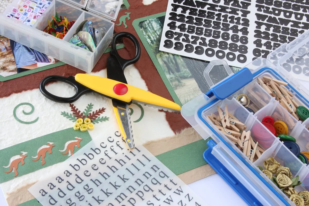 Decorative-scissors-and-scrapbooking-supplies