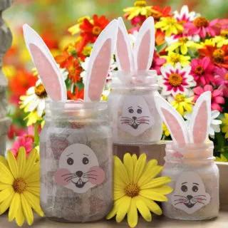 Easter bunny mason jars are a cute, DIY Easter decor idea.