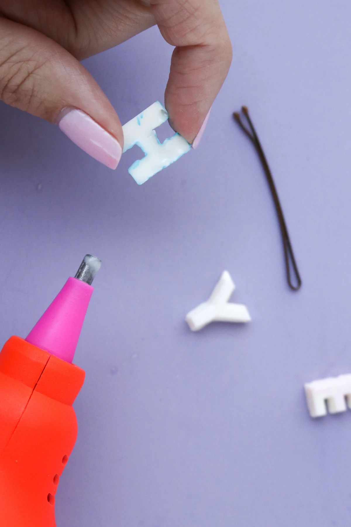 Letter H made from hot glue