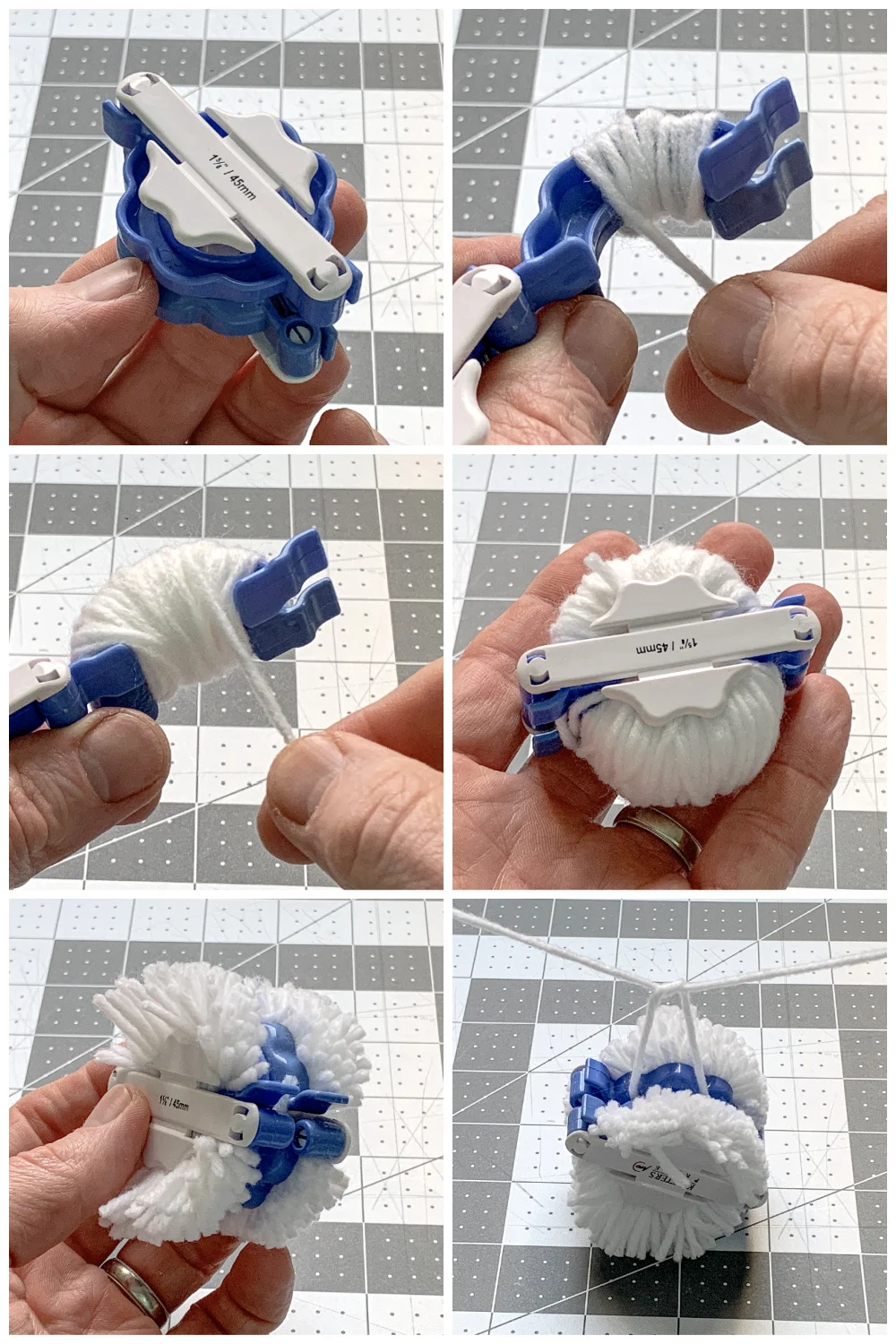 Making Easter bunny tail pom poms