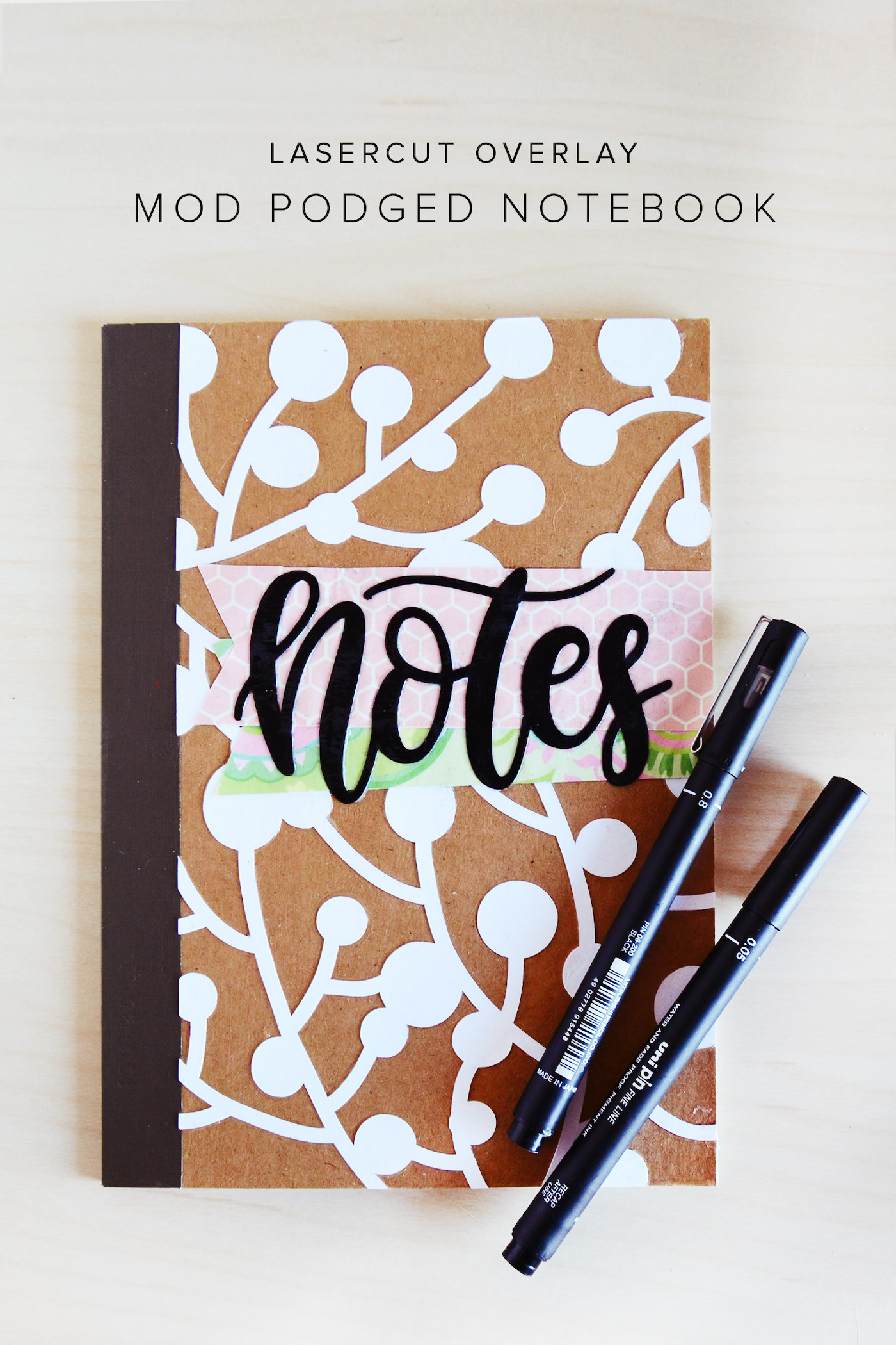 decorate a notebook cover with scrapbook paper